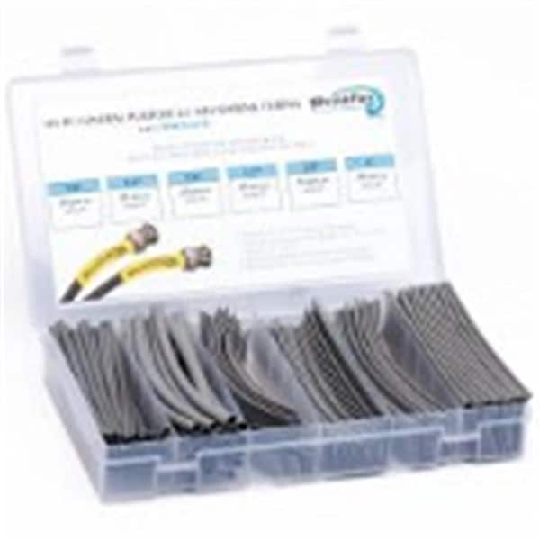 Techflex 6 in. Shrinkflex Heat Shrink Tubing Kit, 2 - 1 Shrink, Gray, 110PK - HSK2-GY-K