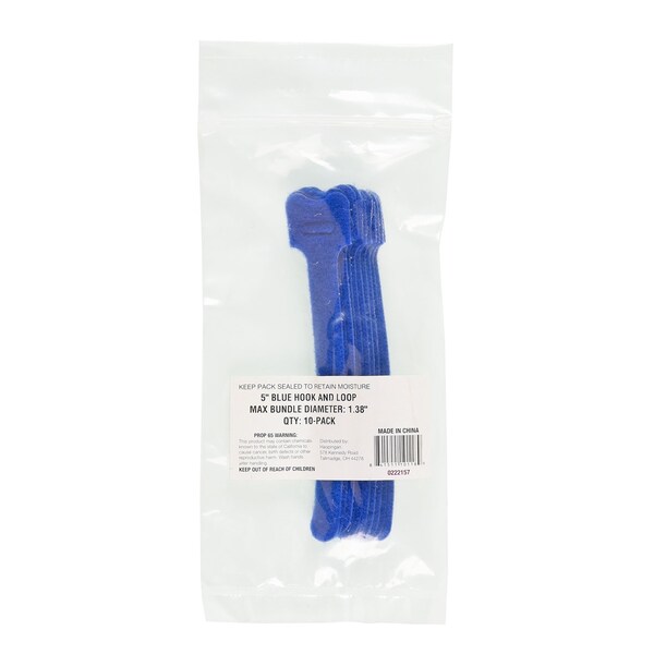 South Main Hardware 5-in  Hook and Loop -lb, Blue, 10 Speciality Tie - 222157