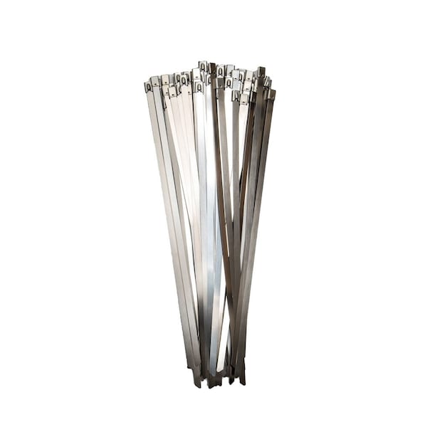 South Main Hardware 14-in  304 Stainless Steel 350-lb, Silver, 100 Metal Cable Ties - 222122