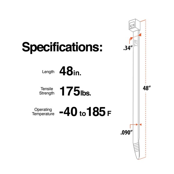 Tr Industrial MultiPurpose UV Cable Ties, 48, Natural, 50PK - TR88308N