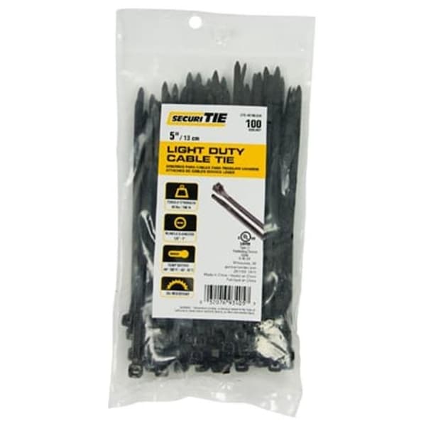 Gardner Bender Gardner Bender 221010 5 in. Light Duty Cable Tie; UV Black - Pack of 100 - 221010