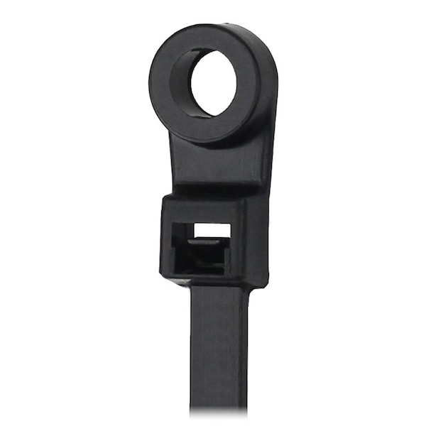 Pacer Group Pacer 8in Cable Tie w/Mounting Ring - Black - 50lb Tensile Strength - 2in Bundle Dia - 100 Piece - CTMR2S-100BK