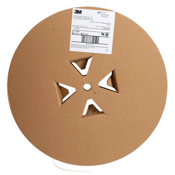 3M Shrink Tubing, 0.093in ID, White, 500ft, PK3 - FP301-3/32-500'-WHITE-SPOOL