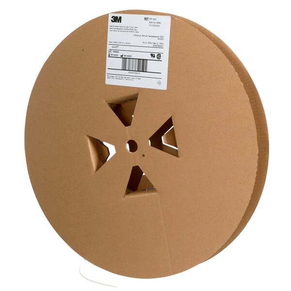 3M Shrink Tubing, 0.093in ID, White, 500ft, PK3 - FP301-3/32-500'-WHITE-SPOOL