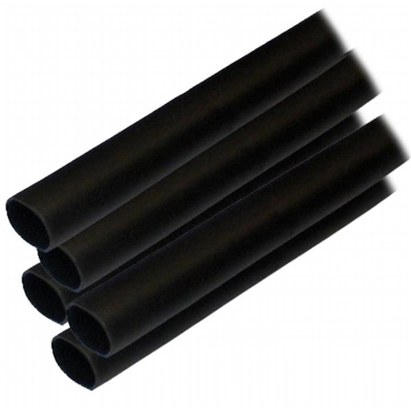 Safety First 0.5 x 12 in. Adhesive Lined Heat Shrink Tubing, Black - , 5PK - SA1727416