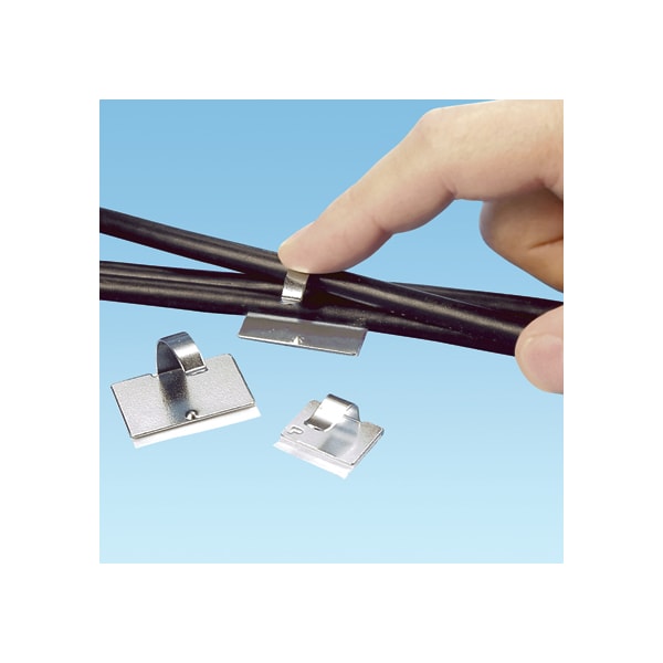 Panduit Cord Clip, Metal, VHB Adh., .62" (15.8mm) Bundle, MACC62-AV-C, PK 100 - MACC62-AV-C