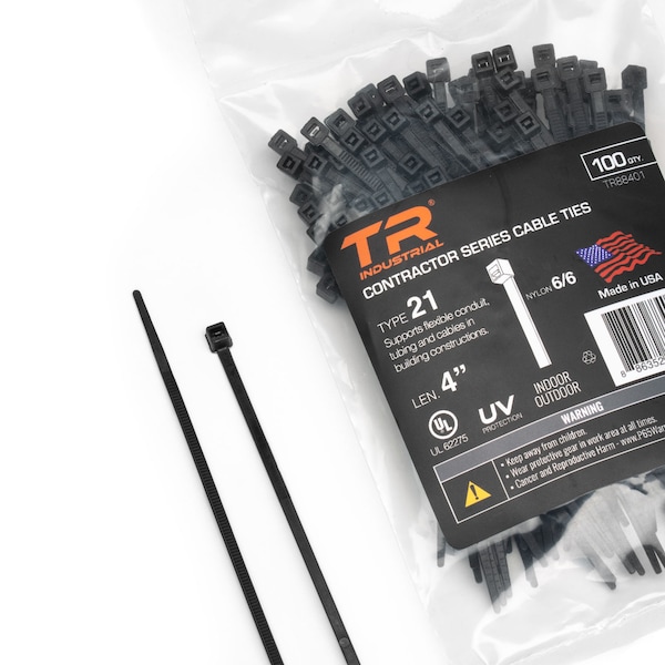 Tr Industrial 4 in Contractor Series Type 21 UV Cable Ties, 100-pk - TR88401