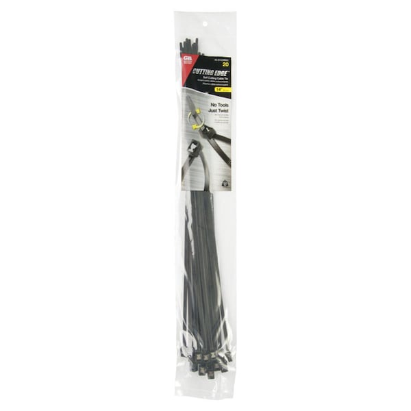 Power Products 14 in. Self Cutting Cable Tie, Black, 20PK - 3557915