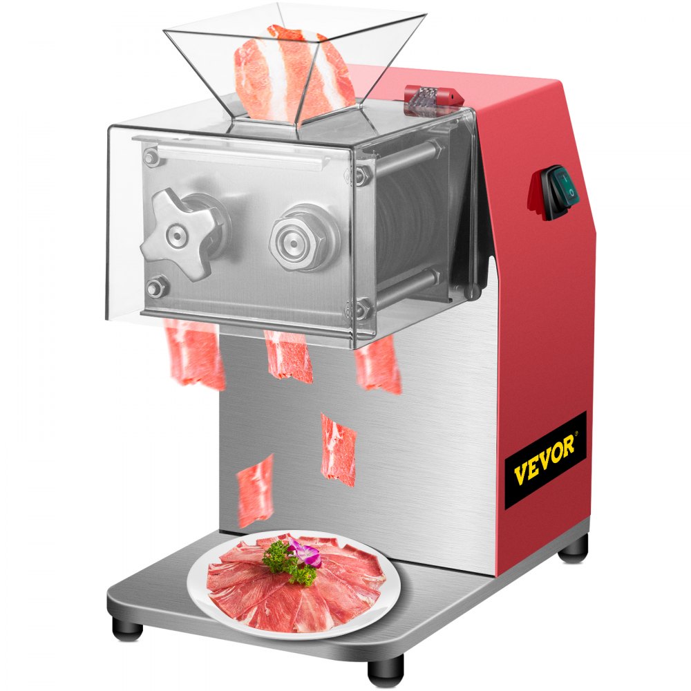 VEVOR Commercial Meat Cutting Machine, 551 Lbs/H 850W Meat Shredding Machine, 3.5mm Blade Electric Meat Cutter, Stainless Steel Restaurant Food Cutter, for Kitchen Supermarket Lamb Beef Chicken, Red - XXJYQPJH3.5MMVCOFV1