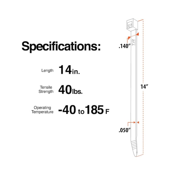 Tr Industrial MultiPurpose UV Cable Ties, 14, Natural, 200PK - TR88304N-2PK
