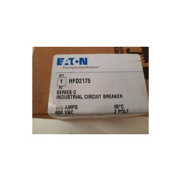 Eaton Molded Case Breakers MCCBs HFD 2P 175A 600V 50/60Hz 2Ph F Frame - HFD2175