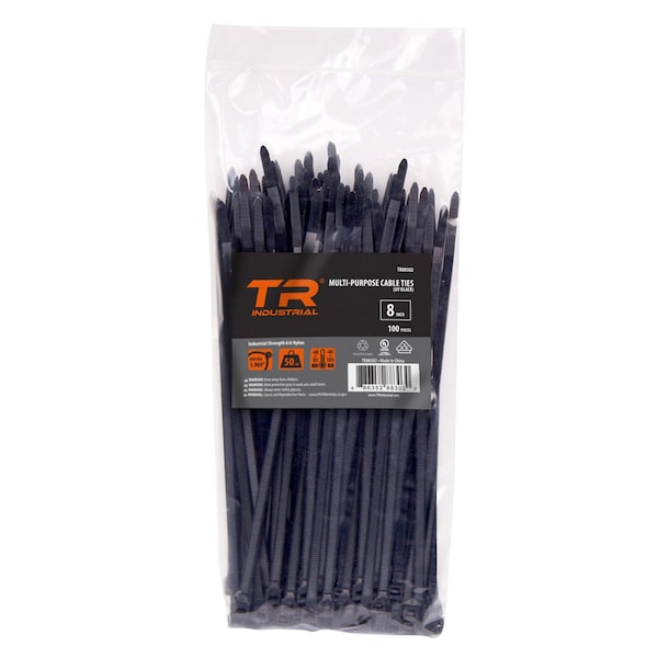 Tr Industrial Multi-Purpose UV Cable Ties 300-Piece, 8in, Black - TR88302W-3PK