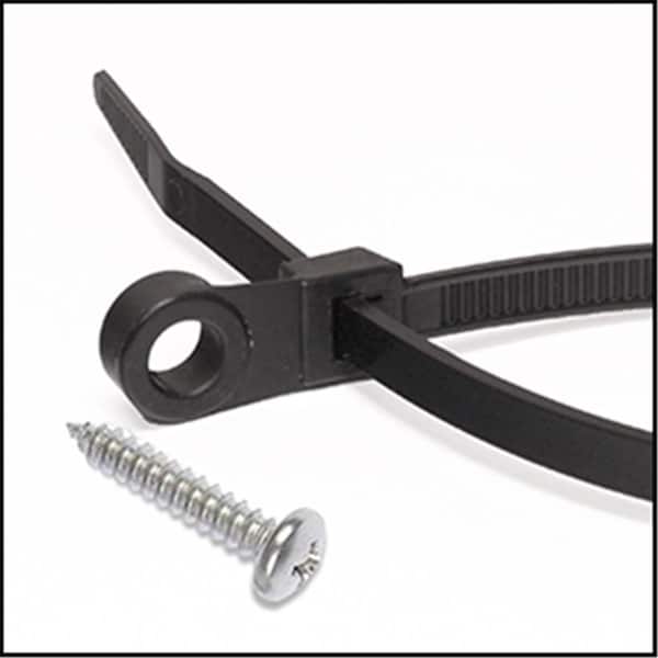 Evermark 14 in. Ultra Violet Black Mounting Hole Cable Tie, 50 lbs, 100PK - EM-14-50-MH-0-C