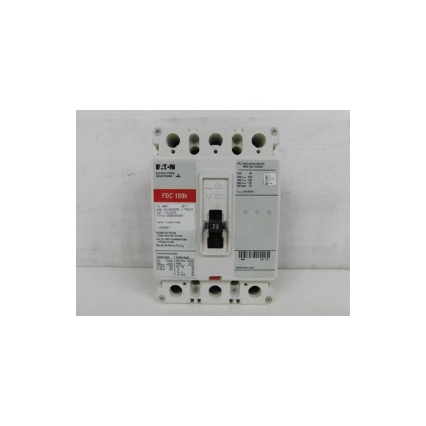 Eaton Molded Case Breakers MCCBs FDC 3P 70A 600V 50/60Hz 3Ph F Frame - FDC3070