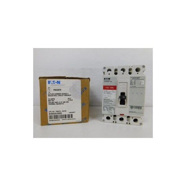 Eaton Molded Case Breakers MCCBs FDC 3P 70A 600V 50/60Hz 3Ph F Frame - FDC3070