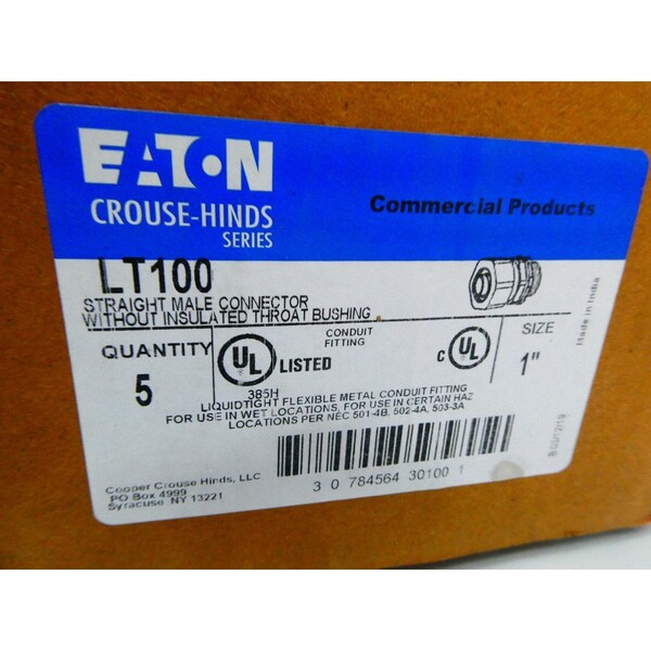 Crouse Hinds LIQUIDTIGHT 1IN CONNECTOR, 5PK - LT100