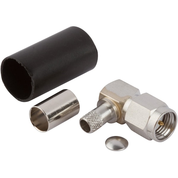 Remington Industries SMA Male RA Coax Connector Components, Threaded 90° Plug for RG-55, RG-142, RG-223, RG-400 Cbls - 901-9531-1SF
