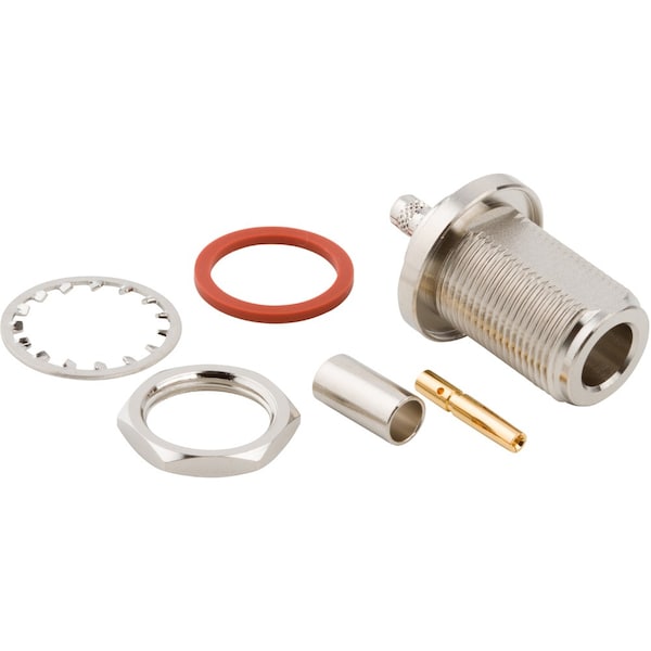 Remington Industries N-Type Female Bulkhead Coax Connector, Thread Pnl Mnt Jack for RG-58, RG-141, RG-303, LMR-195 Cbls - 082-5378-RFX