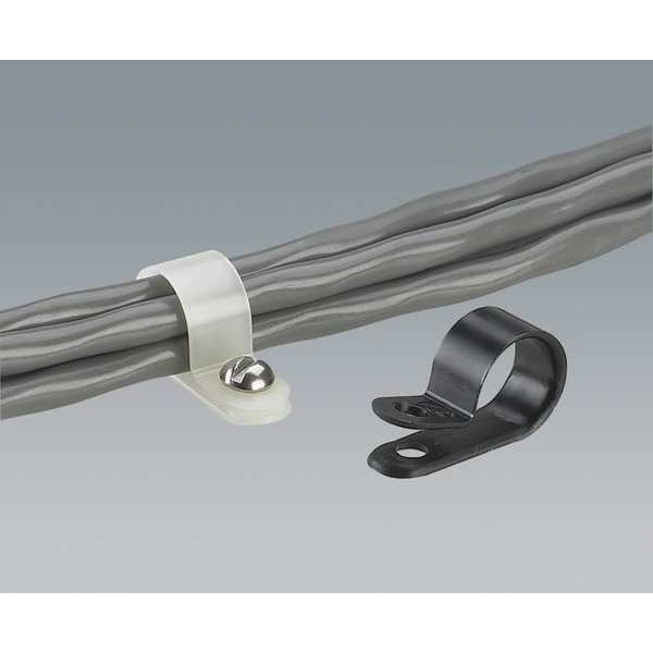 Panduit Cable Clamp, Screw-On, Screw, Natural, PK100 - CCS50-S8-C
