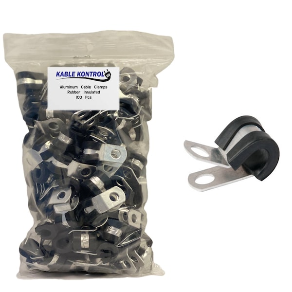 Kable Kontrol Aluminum Cable Clamps - 3/8" Dia - Rubber Insulated - 100 Pc - CC-5013-C