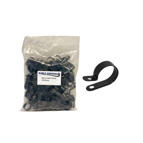 Kable Kontrol Kable Kontrol® - Nylon Plastic Cable Clamps - 1/4" Diameter - 100 pcs - UV Resistant Black - CCUC1-025-100-BLACK