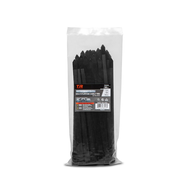 Tr Industrial 11.8 in Ultra Heavy-Duty Multi-Purpose UV Cable Ties, 50-pk - TR88503