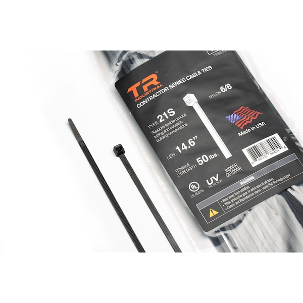 Tr Industrial 14.6 in Contractor Series Type 21S UV Cable Ties, 100-pk - TR88404