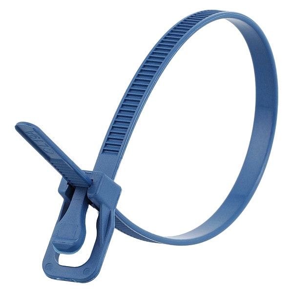 Retyz Releasable Tie, Blue, Nylon, PK100 - EVT-M10BL-TA