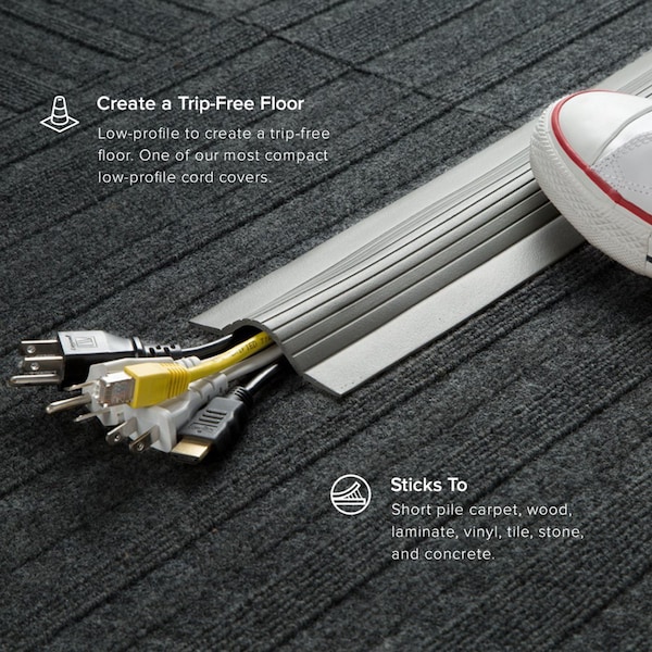 Electriduct Cable Blanket Low Profile Cord Cover and Protector- 5ft- Gray - CC-RI-CPL5-GY