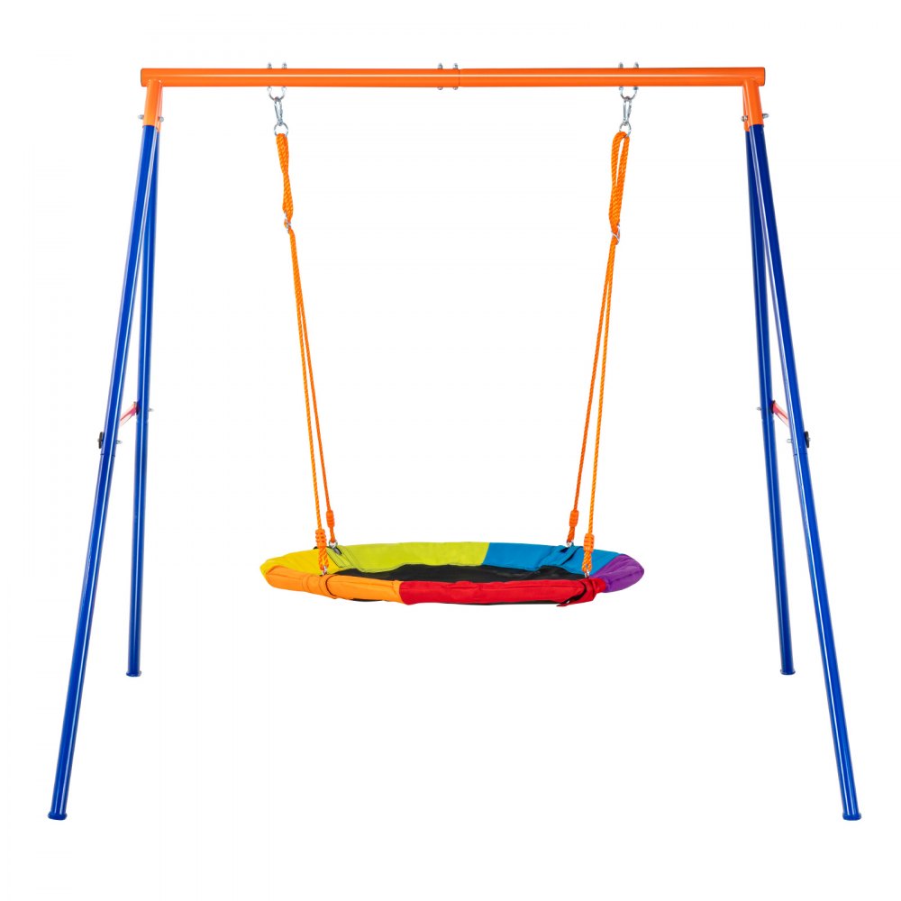 VEVOR Swing Sets for Backyard 40in Saucer Swing Seat A-Frame Metal Stand 440lbs - AXQQTZZW1RW0EWUW4V0