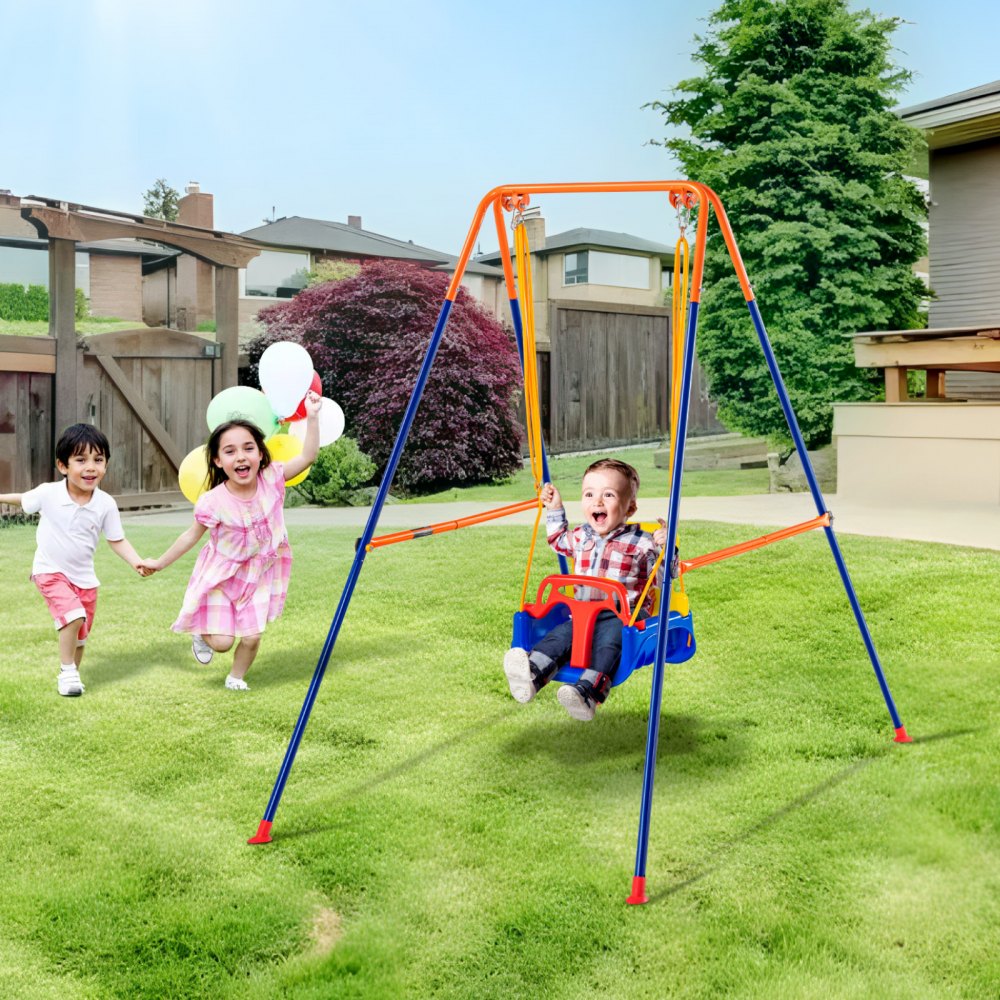 VEVOR Swing Sets for Backyard 3 in 1 Toddler Swing Set with 4 Sandbags Foldable - AXQQTZSL1RW07PILCV0