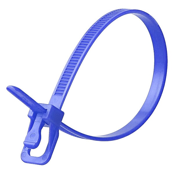 Retyz Releasable Tie, Blue, Nylon, PK100 - EVT-S12BL-TA