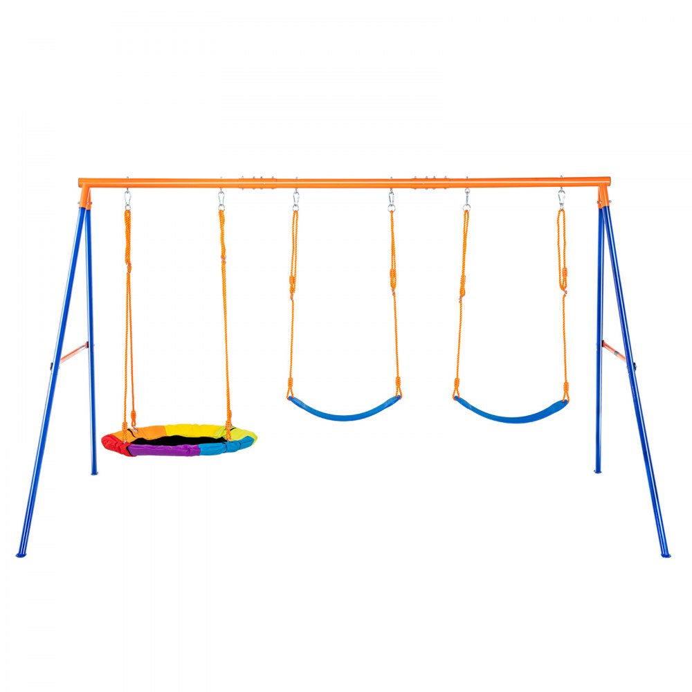 VEVOR Swing Sets for Backyard 1 Saucer 2 Belt Swing Seats A-Frame Metal Stand - AXQQTZ3RW000W9S5KV0