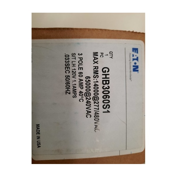 Eaton Molded Case Breakers MCCBs GHB 3P 60A 480V 50/60Hz 3Ph G Frame - GHB3060S1