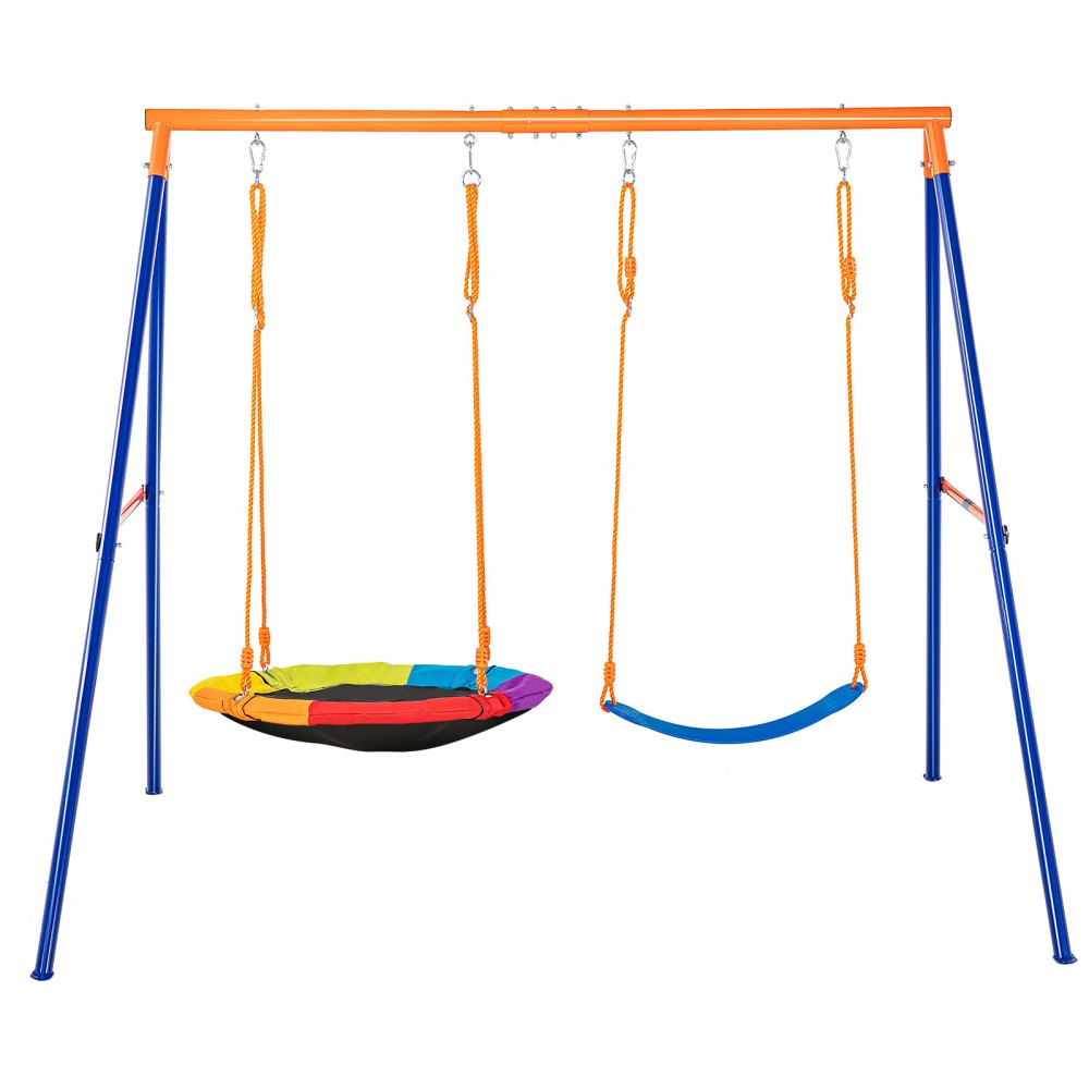 VEVOR Swing Sets for Backyard 1 Saucer 1 Belt Swing Seat A-Frame Metal Stand - AXQQTZ2RW000VMH9NV0