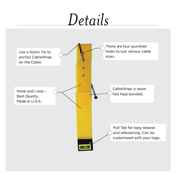 Rip-Tie Reusable Strap, Brown, 1"x21", PK100 - H-21-100-BN