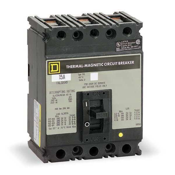 Square D Circuit Breaker, FAL Series, 50A, 3 Pole, 240V AC, Not Rated - FAL32050