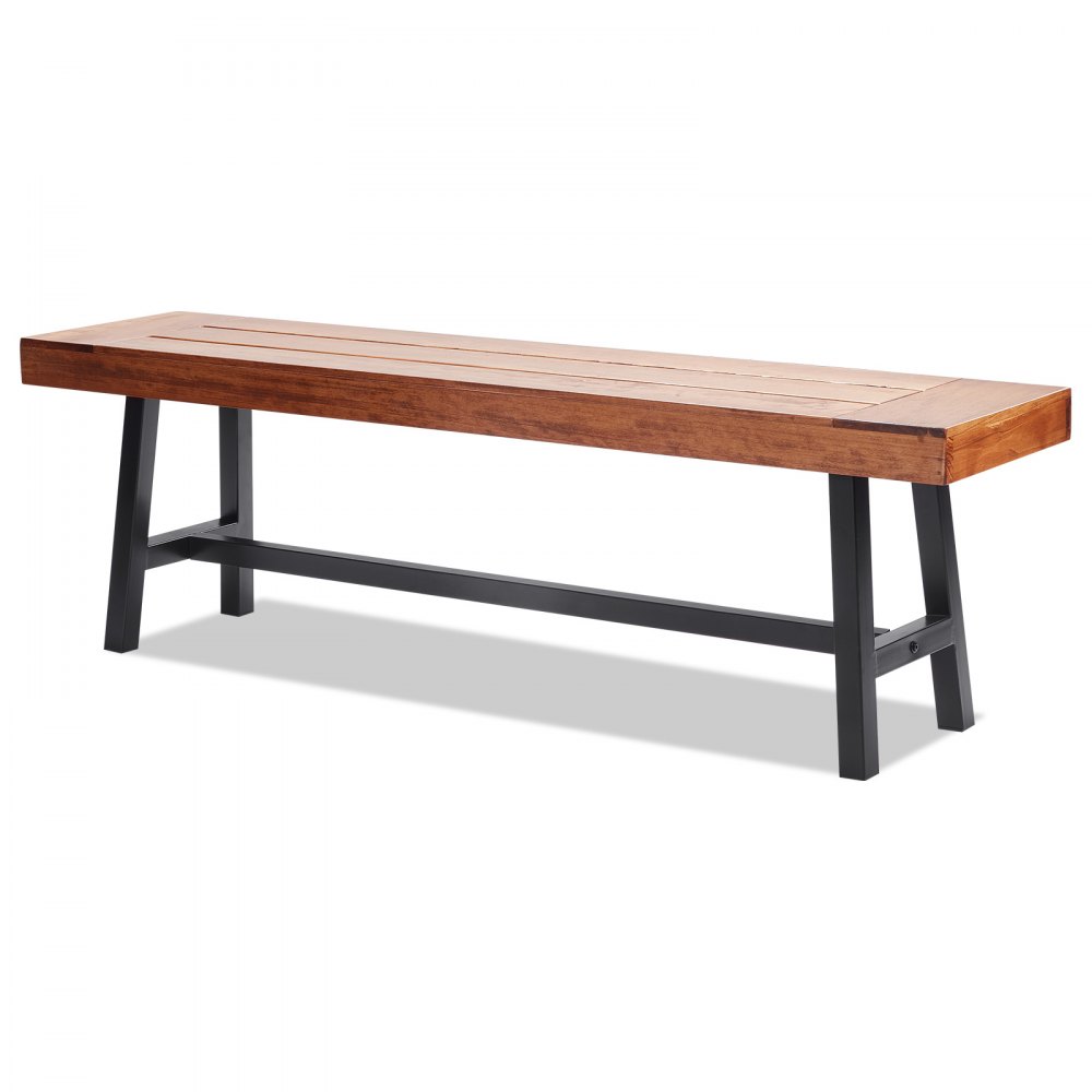 VEVOR Outdoor Bench, 63 inches Wood Garden Bench with Metal Leg for Outdoors, Outdoor Garden Park Bench, 500 lbs Load Capacity Bench, Dining Bench Patio Bench for Garden, Park, Yard, Front Porch - GYZYMZ63YC00L6DXAV0