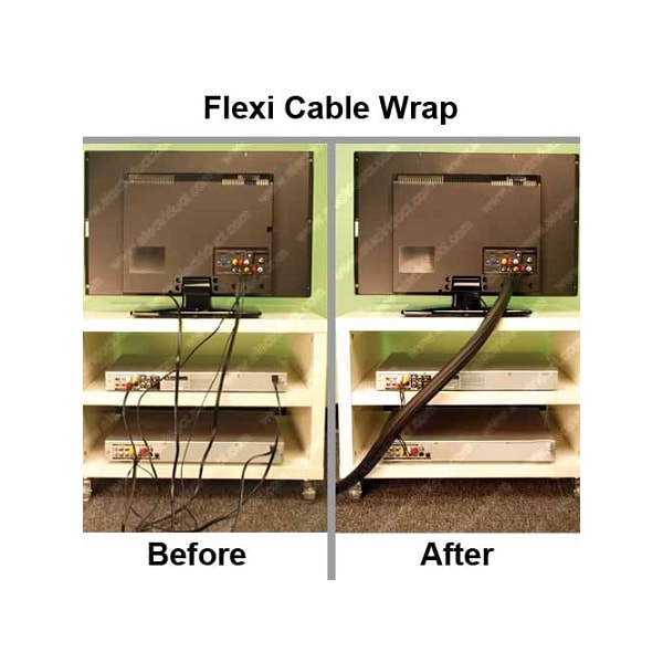 Electriduct Flexi Cable Wrap Cord Organizer- 12ft- Black - WL-RI-FCW12-BK-2PK