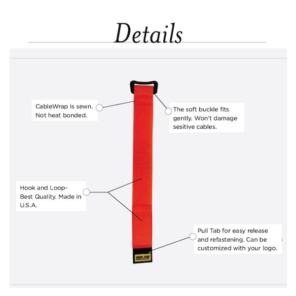 Rip-Tie Reusable Strap, White, 1"x21", PK100, Package quantity: 100 - HB-21-100-W