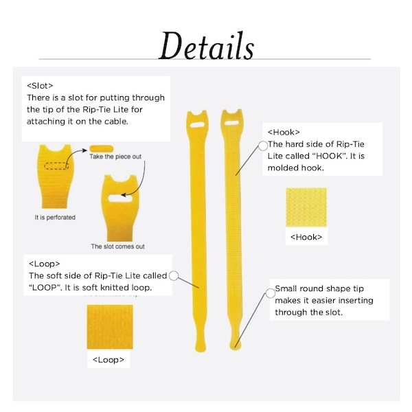 Rip-Tie Hook and Loop Cable Tie, 1/2x8", PK100 - Y-08-XRL-V