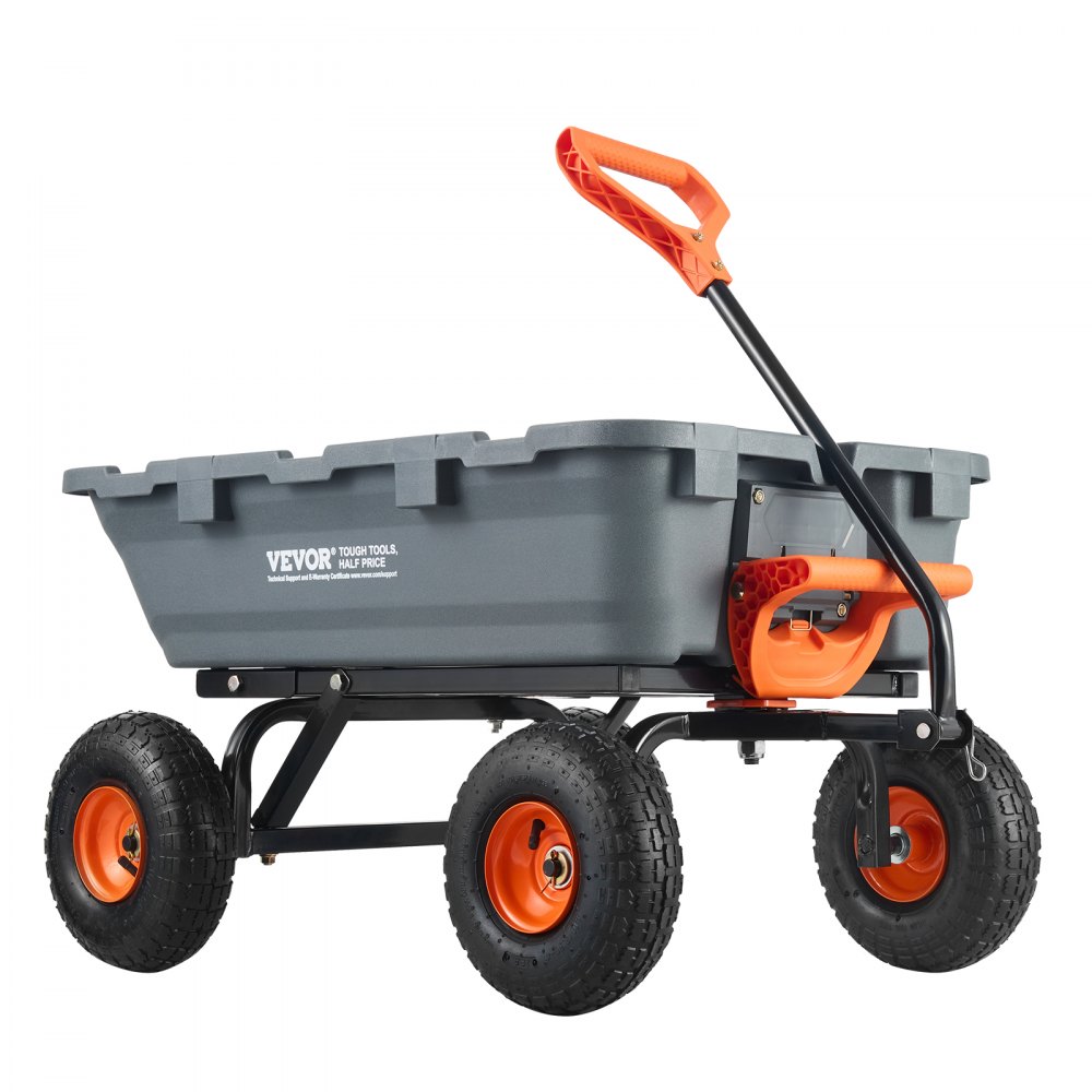 VEVOR Dump Cart, Poly Garden Dump Cart with Easy to Assemble Steel Frame, Dump Wagon with 2-in-1 Convertible Handle, Utility Wheelbarrow 800 lbs Capacity, 10 inch Tires - SLZXTC800B00XSY7GV0