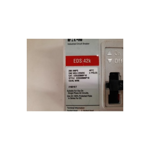 Eaton Molded Case Breakers MCCBs EDS 3P 200A 240V 50/60Hz 3Ph F Frame - EDS3200