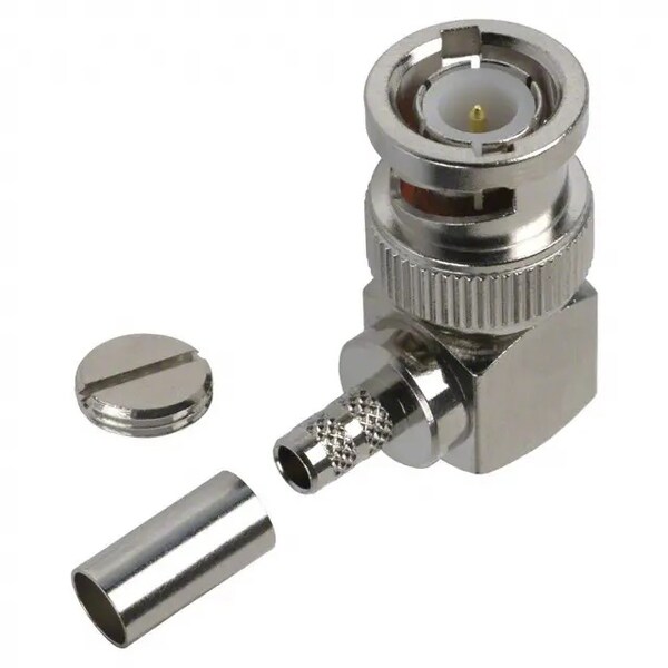 Remington Industries BNC Male RA Coax Connector Components, Bayonet 90° Plug for RG-55, RG-142, RG-223, RG-400 Cbls - 112526