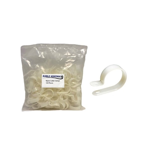 Kable Kontrol Kable Kontrol® - Nylon Plastic Cable Clamps - 1/4" Diameter - 100 pcs - Natural White - CCUC1-025-100-NATURAL