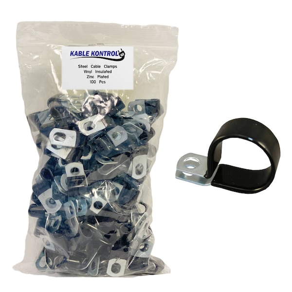 Kable Kontrol Kable Kontrol® Steel Cable Clamps - 3/8" Dia - Vinyl Insulated - 100 Pcs - CC-5001-C