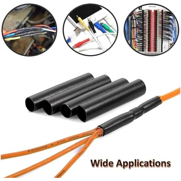 Kable Kontrol Kable Kontrol® 3:1 Heat Shrink Tubing - Dual Wall Adhesive Lined Polyolefin - 1/8" Inside Diameter - 4' Long Stick - Black - HS371-BK