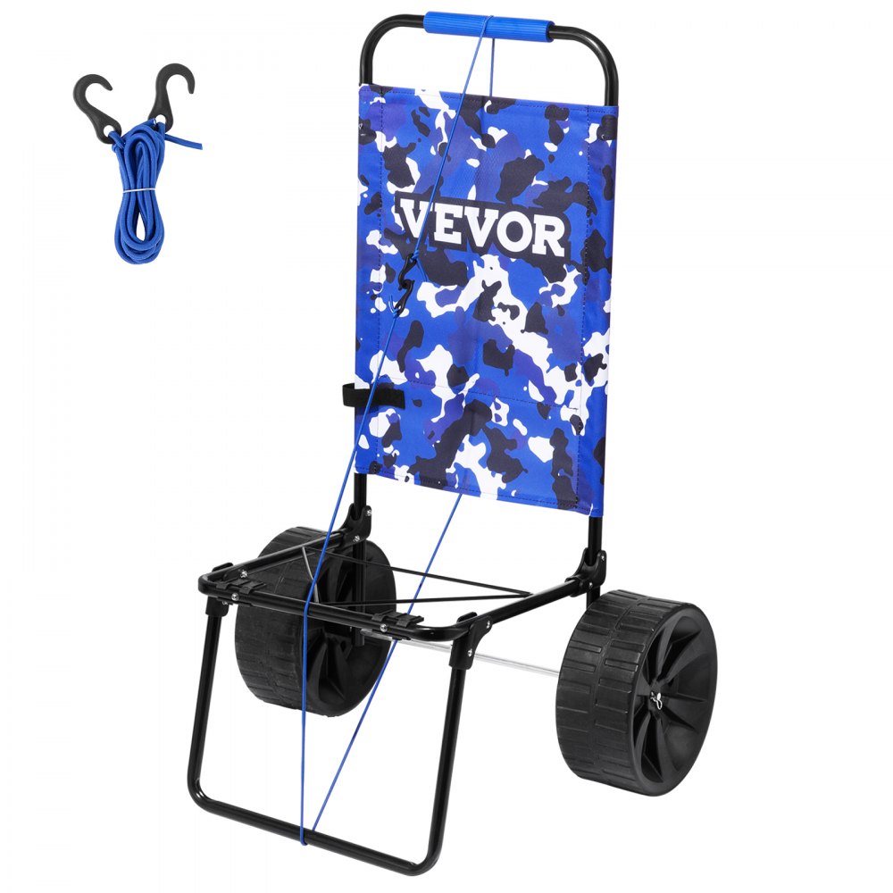 VEVOR Beach Dolly with Big Wheels for Sand, 15.4" x 15.7" Cargo Deck, w/ 10" PE Solid Wheels, 69LBS Loading Capacity Folding Sand Cart, Heavy Duty Cart for Picnic, Camping, Fishing, Beach, Gardening - STTCXG10INCH3UV59V0