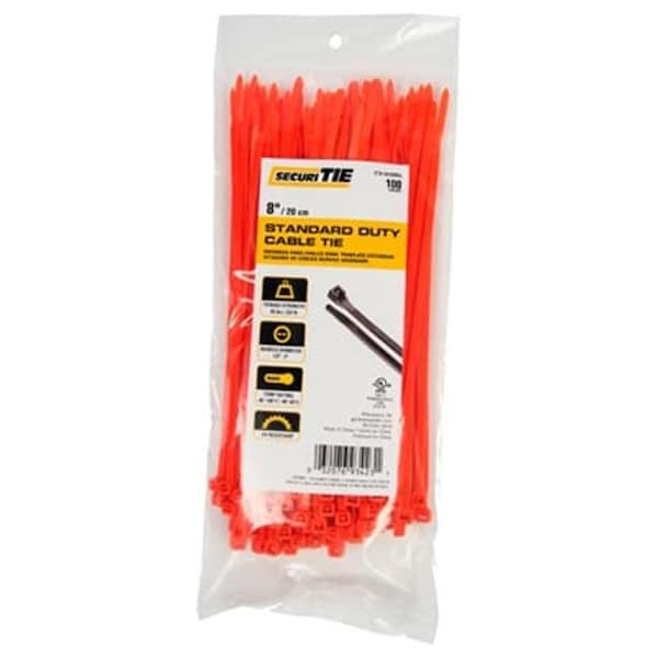 Gardner Bender Gardner Bender 221020 8 in. Standard Duty Cable Tie; Orange - Pack of 100 - 221020