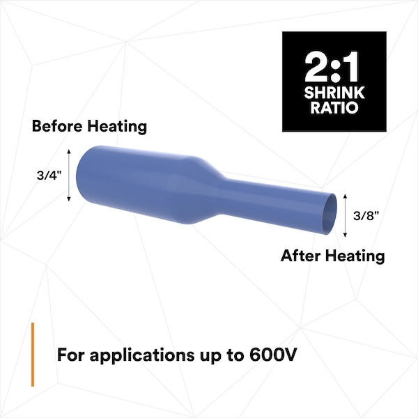 3M Shrink Tubing, 0.75in ID, Blue, 200ft, PK3 - FP301-3/4-200'-BLUE-SPOOL